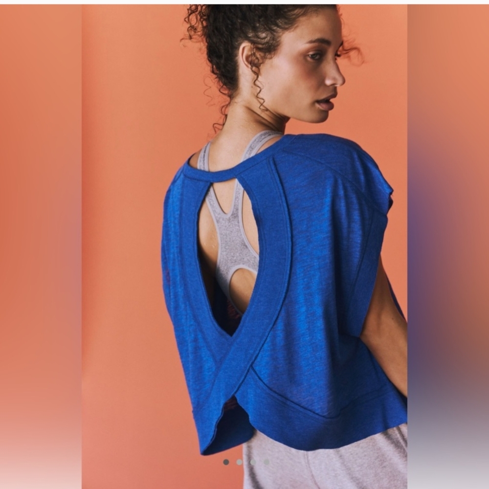 Free People Blue Open-Back Top